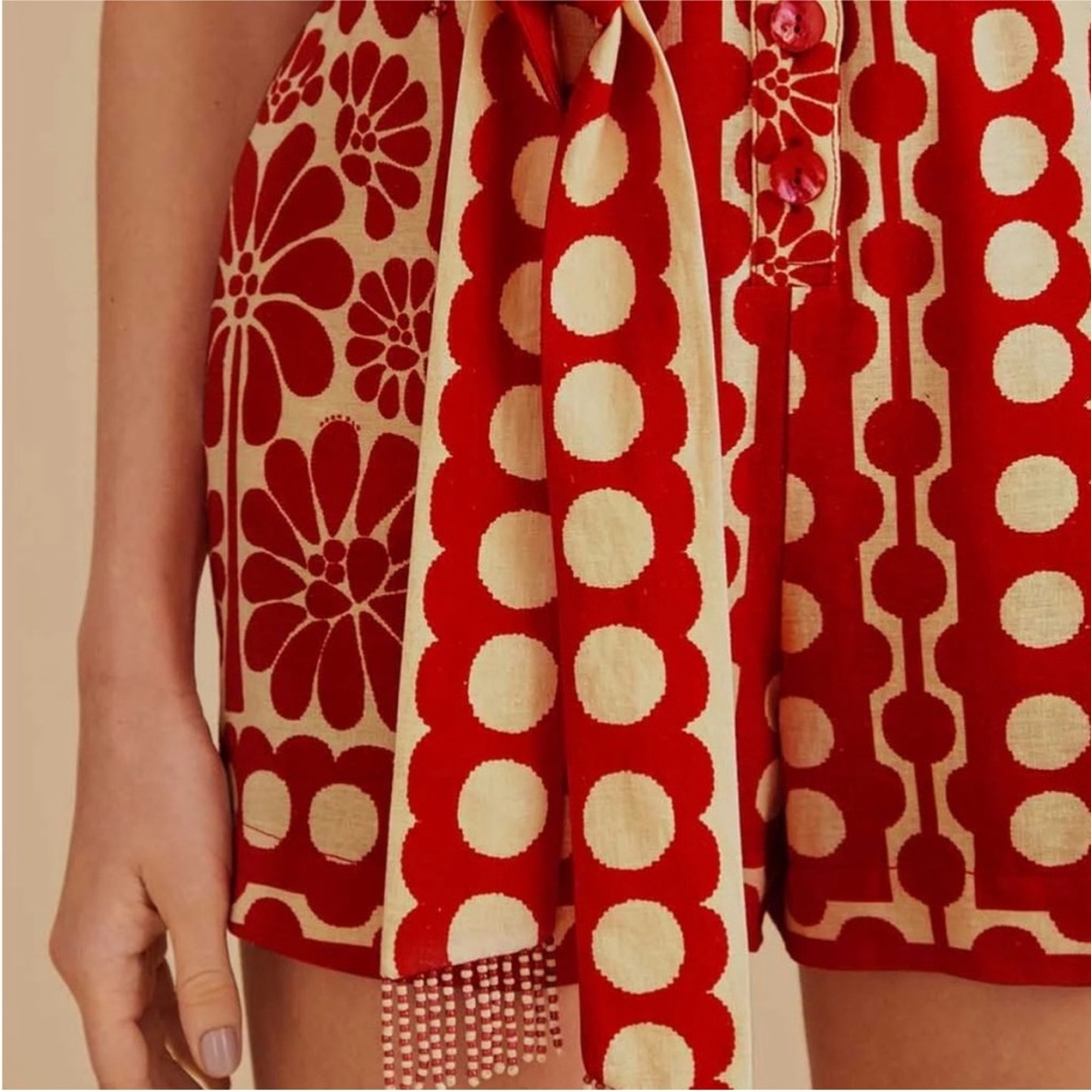 FARM Rio Red and Cream Floral & Polka Dot Short Jumpsuit - Picture 5 of 9